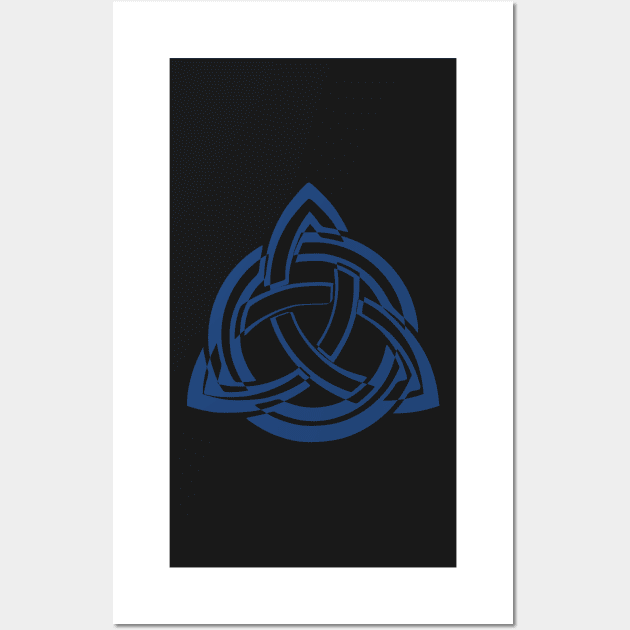 Blue Celtic Triquetra Black And White Wall Art by DepicSpirit